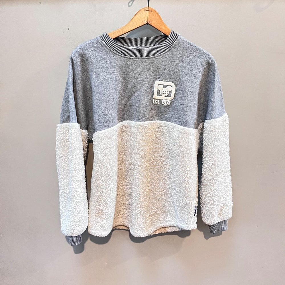 Disney SpiritJersey Gray and Cream Sherpa Sweatshirt XS